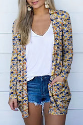 Casual Geometric Printing Cardigan Collar Outerwear